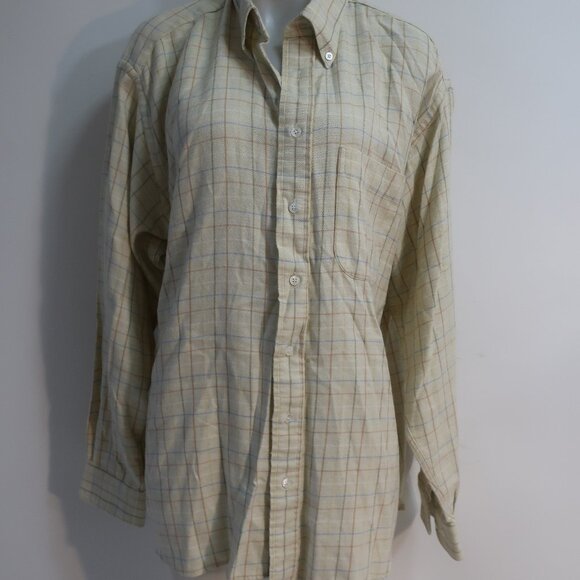 Mens Peter Elliot Beige, Multi Color Plaid Button Down Shirt XL - Picture 2 of 8